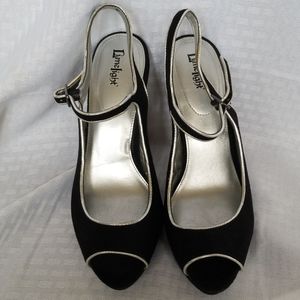 Velvet black and silver high heels size 10